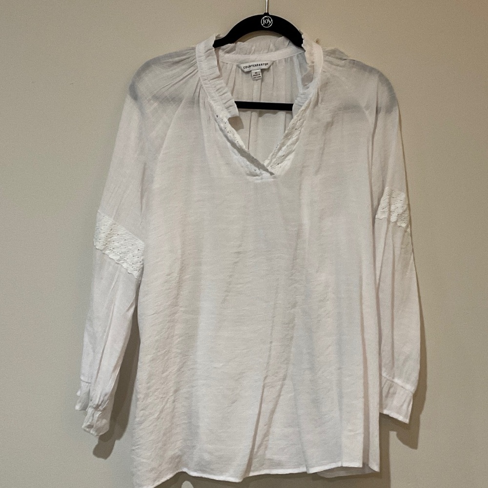 Counterparts White Boho Blouse with Lace Details